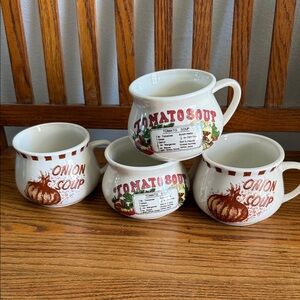 Vintage Tomato and Onion Soup Mug Set